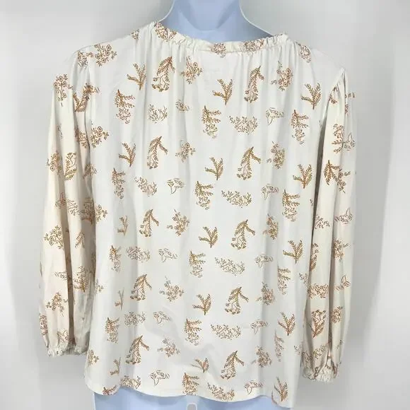 Elegantees Nepal Marigold Print Long Sleeve Stretch Cotton T Shirt Size 1X - Picture 3 of 7